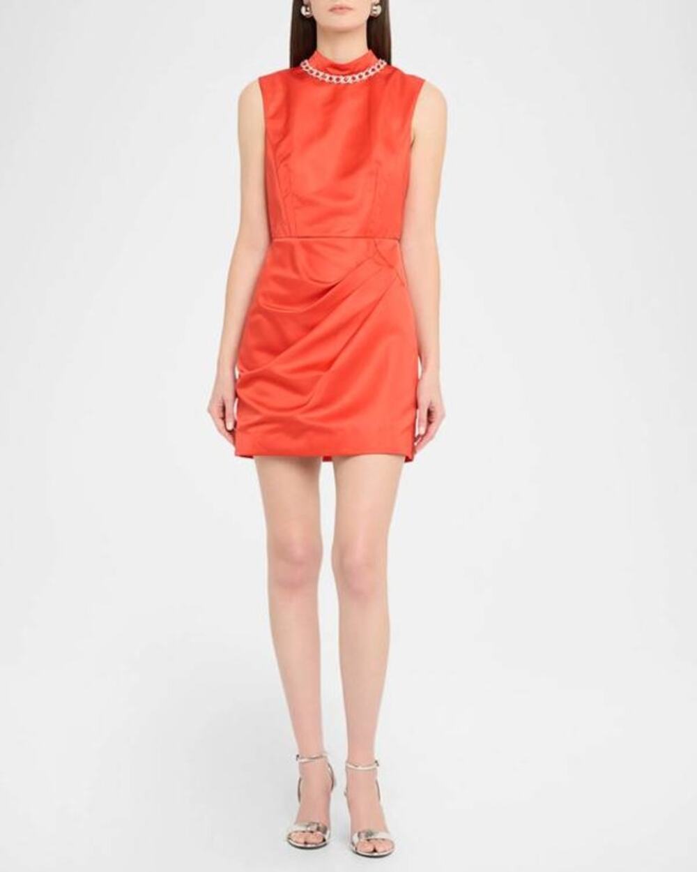 Saloni Flora Short Embellished Dress in Bright Scarlet 8